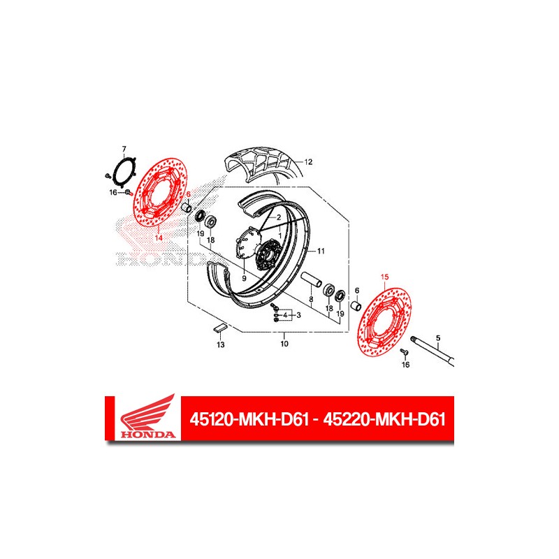 45120-MKH-D61 + 45220-MKH-D61 : Disques de frein avant Honda Honda X-ADV 750