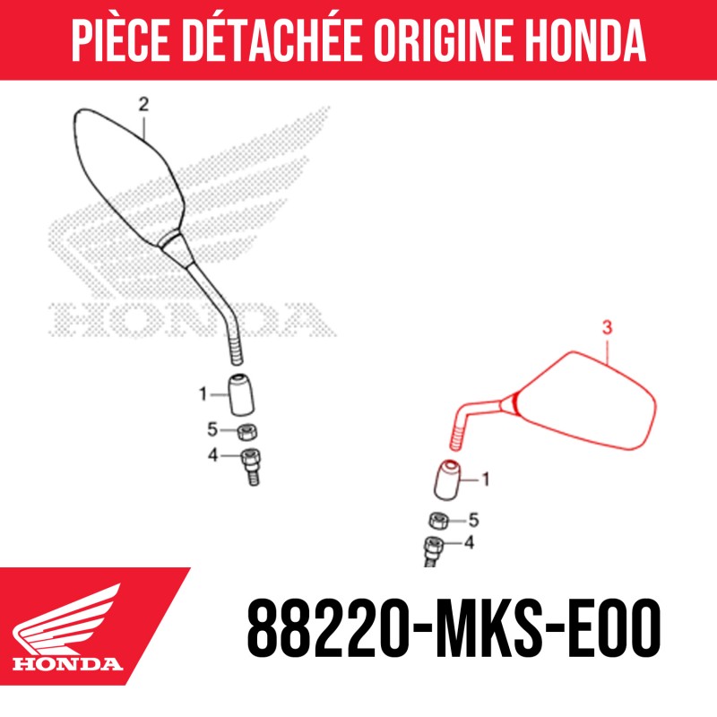 88220-MKS-E00 : Honda OEM left mirror 2021 Honda X-ADV 750