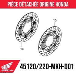 45120-MKH-D01 + 45220-MKH-D01 : Disques de frein avant Honda 2021 Honda X-ADV 750