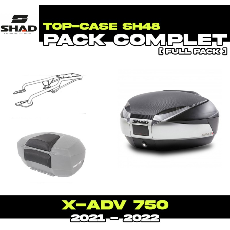 PACK-H0FZ71ST-SH48T + D1B48E06 : Pack Top-Case Shad SH48 Titanium SANS porte-paquet d'origine Honda X-ADV 750
