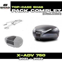 PACK-H0FZ71ST-SH48 + D1B48E06 : Kit Bauletto Shad SH48 nero senza portapacchi OEM Honda X-ADV 750