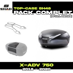 PACK-H0XD77ST-SH48 + D1B48E06 : Pack Top-Case Shad SH48 Noir SANS porte-paquet d'origine Honda X-ADV 750