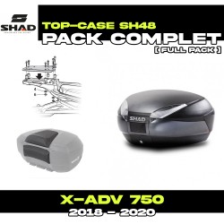 PACK-H0XV77ST-SH48 + D1B48E06 : Kit Bauletto Shad SH48 nero con portapacchi OEM Honda X-ADV 750