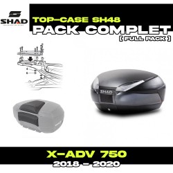 PACK-H0XV77ST-SH48 + D1B48E06 : Pack Top-Case Shad SH48 Noir AVEC porte-paquet d'origine Honda X-ADV 750