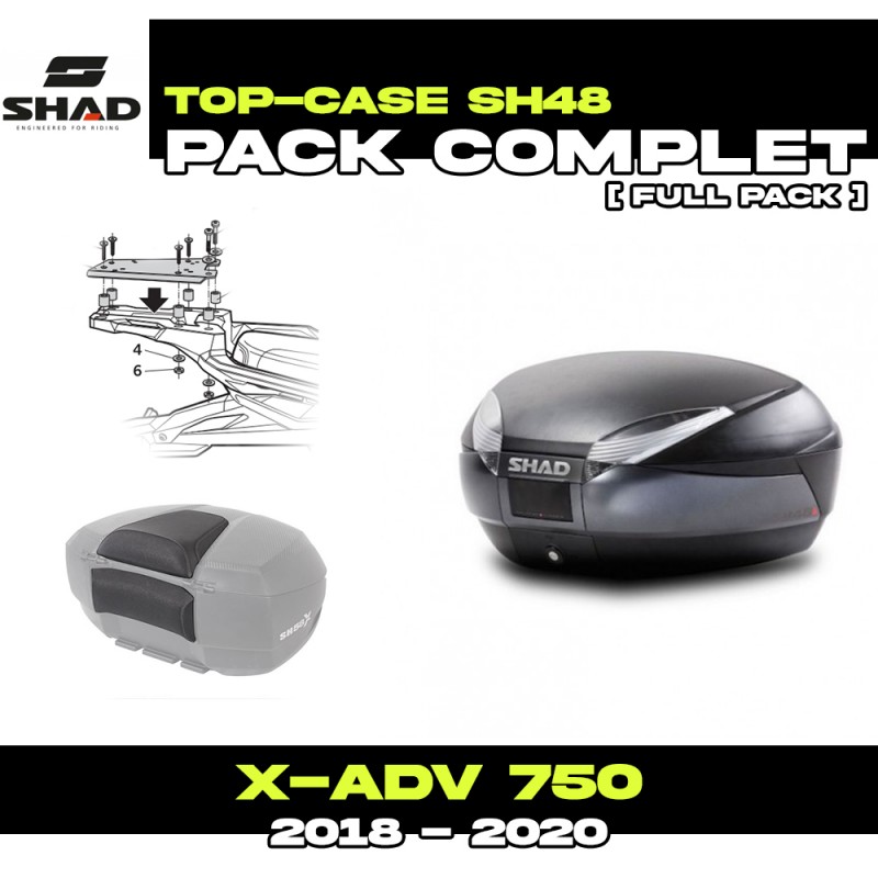PACK-H0XV77ST-SH48 + D1B48E06 : Shad SH48 BlaTop Box Kit with OEM Rack Honda X-ADV 750 PACK-H0XV77ST-SH48 + D1B48E06 : Shad SH48 BlaTop Box Kit with OEM Rack Honda X-ADV 750