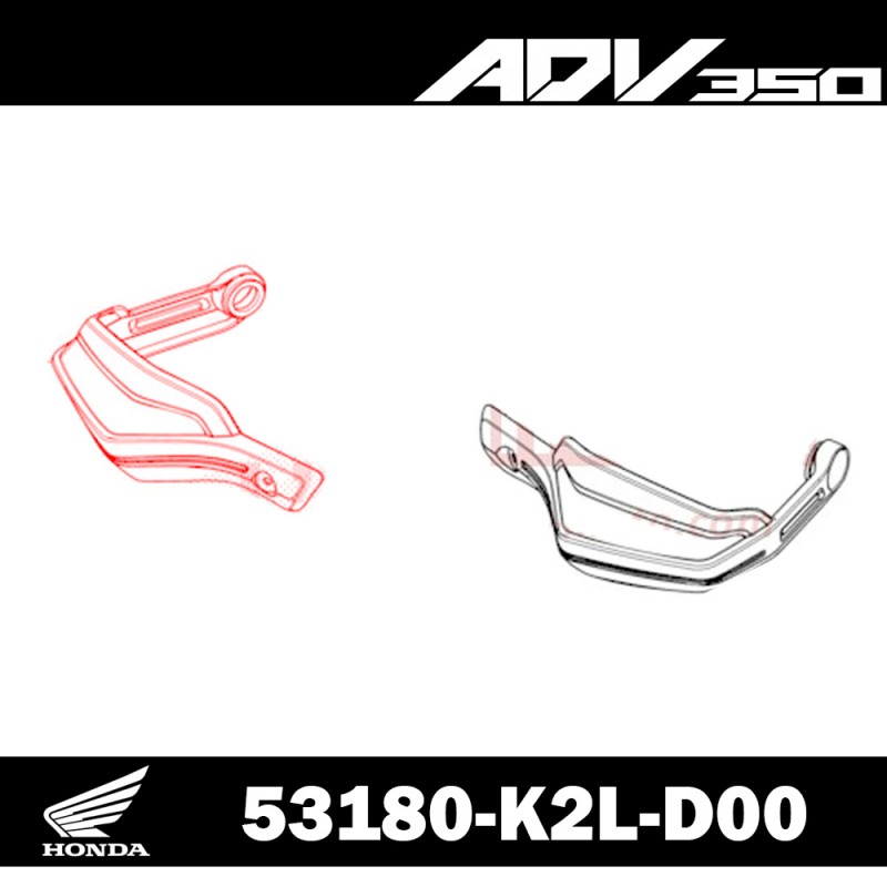 53180-K2L-D00 + 90112-MGS-D30 : Right Handguard ADV 350 Honda X-ADV 750